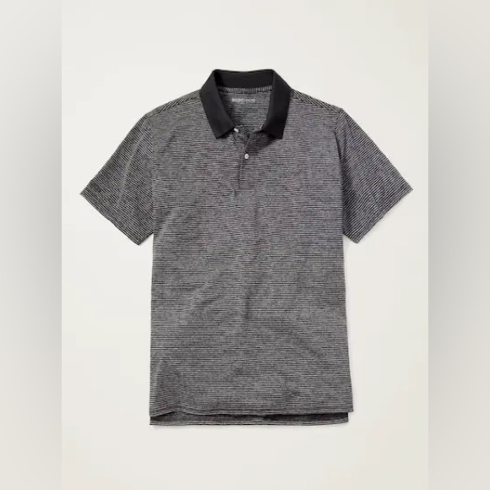 LIKE NEW Bonobos The Performance Standard Fit Golf Polo Black/Gray Stripe Medium
